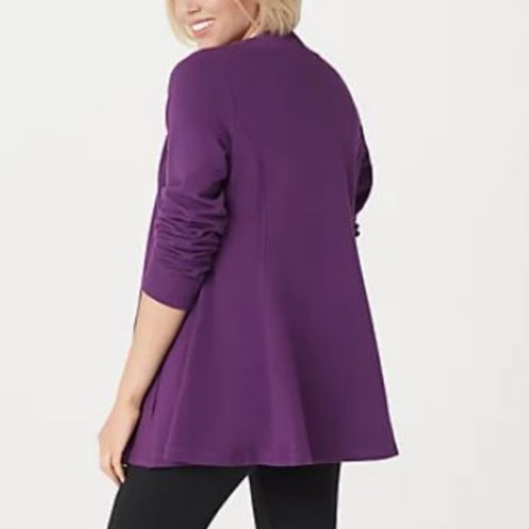 Denim&Co French Terry Zip Front Fit & Flare Jacket - Picture 2 of 3